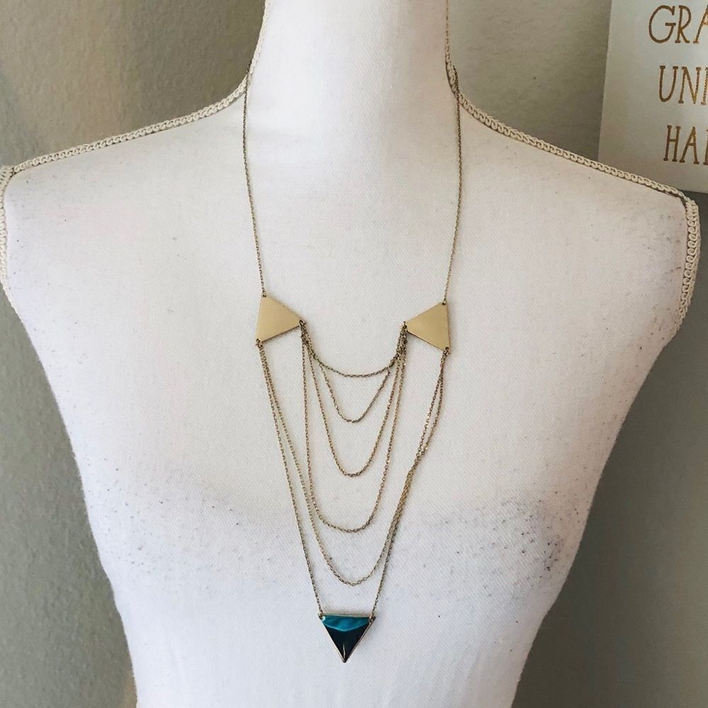 Gold Geometric Layered Chain Necklace